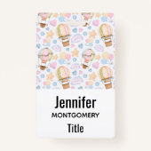 Warm luchtballon Whimsical Waterverf Patroon Badge (Voorkant)