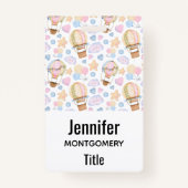 Warm luchtballon Whimsical Waterverf Patroon Badge (Achterkant)