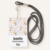 Warm luchtballon Whimsical Waterverf Patroon Badge (Achterkant met draagriem)