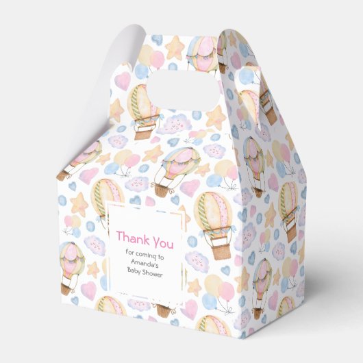 Warm luchtballon Whimsical Waterverf Patroon Bedankdoosjes (Voorkant Zijde)
