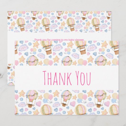 Warm luchtballon Whimsical Waterverf Patroon Bedankkaart (Voorkant / Achterkant)