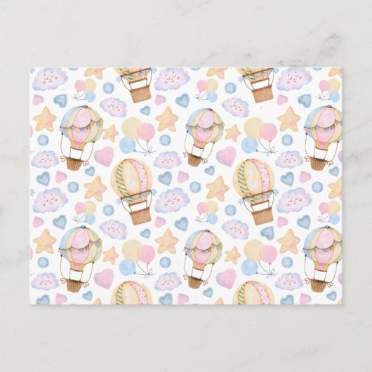 Warm luchtballon Whimsical Waterverf Patroon Briefkaart (Voorkant)