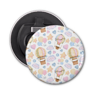 Warm luchtballon Whimsical Waterverf Patroon Button Flesopener