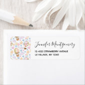 Warm luchtballon Whimsical Waterverf Patroon Etiket (Insitu)