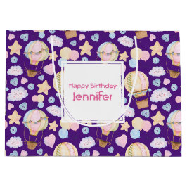 Warm luchtballon Whimsical Waterverf Patroon Groot Cadeauzakje