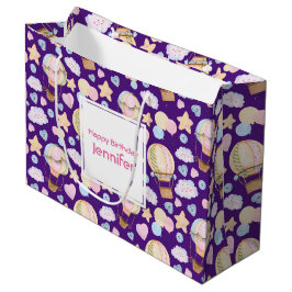 Warm luchtballon Whimsical Waterverf Patroon Groot Cadeauzakje