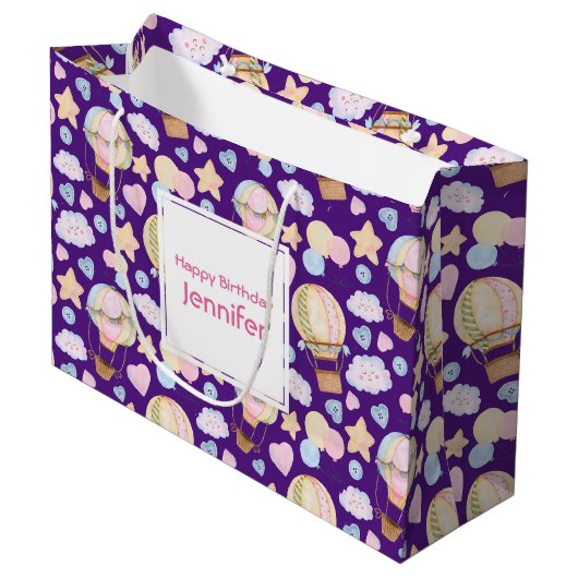 Warm luchtballon Whimsical Waterverf Patroon Groot Cadeauzakje (Voorkant Gekanteld)