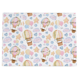 Warm luchtballon Whimsical Waterverf Patroon Groot Cadeauzakje