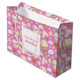 Warm luchtballon Whimsical Waterverf Patroon Groot Cadeauzakje