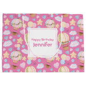 Warm luchtballon Whimsical Waterverf Patroon Groot Cadeauzakje (Achterkant)