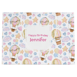 Warm luchtballon Whimsical Waterverf Patroon Groot Cadeauzakje