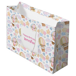 Warm luchtballon Whimsical Waterverf Patroon Groot Cadeauzakje