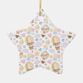 Warm luchtballon Whimsical Waterverf Patroon Keramisch Ornament