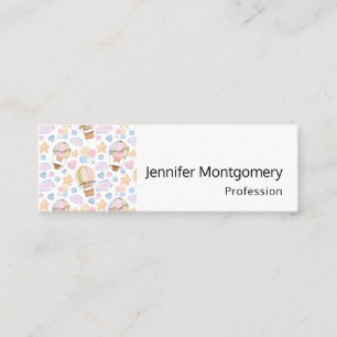 Warm luchtballon Whimsical Waterverf Patroon Mini Visitekaartje