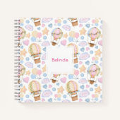 Warm luchtballon Whimsical Waterverf Patroon Notitieboek (Voorkant)