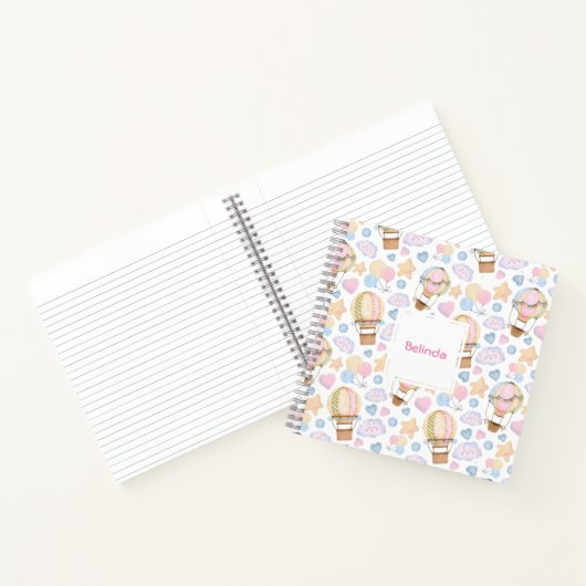 Warm luchtballon Whimsical Waterverf Patroon Notitieboek (Binnen)