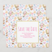 Warm luchtballon Whimsical Waterverf Patroon Save The Date (Voorkant / Achterkant)