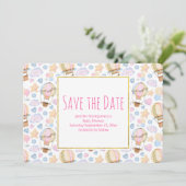 Warm luchtballon Whimsical Waterverf Patroon Save The Date (Staand voorkant)