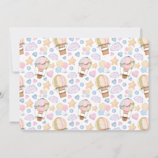 Warm luchtballon Whimsical Waterverf Patroon Save The Date (Achterkant)