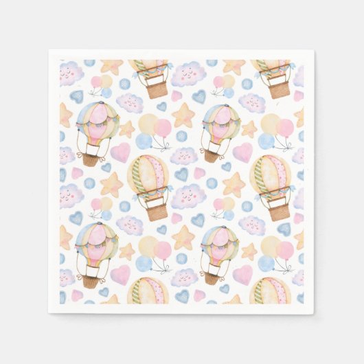 Warm luchtballon Whimsical Waterverf Patroon Servet (Voorkant)