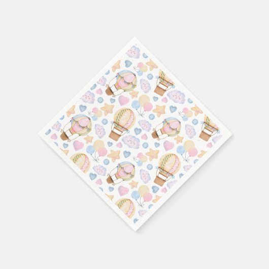 Warm luchtballon Whimsical Waterverf Patroon Servet (Hoek)