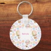Warm luchtballon Whimsical Waterverf Patroon Sleutelhanger (Voorkant)