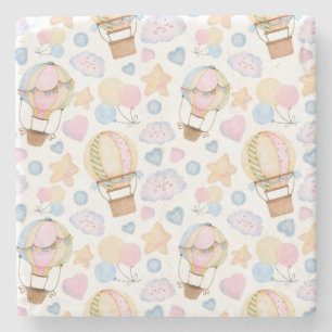Warm luchtballon Whimsical Waterverf Patroon Stenen Onderzetter