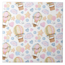 Warm luchtballon Whimsical Waterverf Patroon Tegeltje