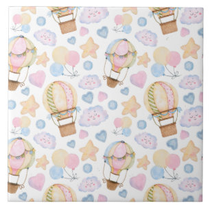 Warm luchtballon Whimsical Waterverf Patroon Tegeltje