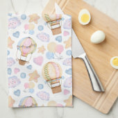 Warm luchtballon Whimsical Waterverf Patroon Theedoek (Quarter Fold)