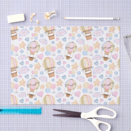 Warm luchtballon Whimsical Waterverf Patroon Tissuepapier (Craft)