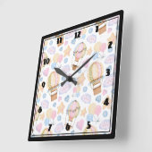 Warm luchtballon Whimsical Waterverf Patroon Vierkante Klok (Hoek)