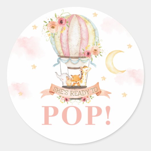 Warm luchtballondieren laten zien dat ze klaar is  ronde sticker (Voorkant)