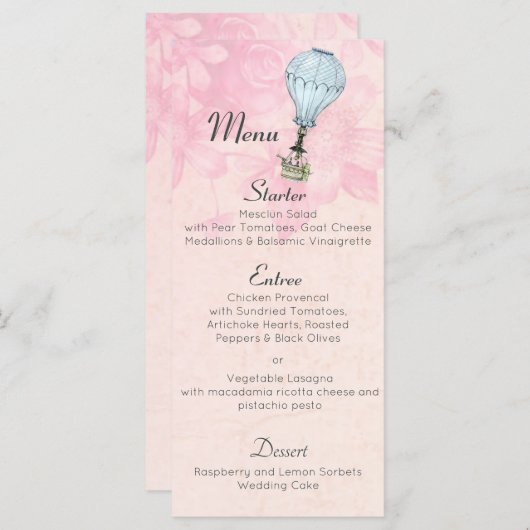 Warm Luchtballonhuwelijk Menu (Voorkant / Achterkant)