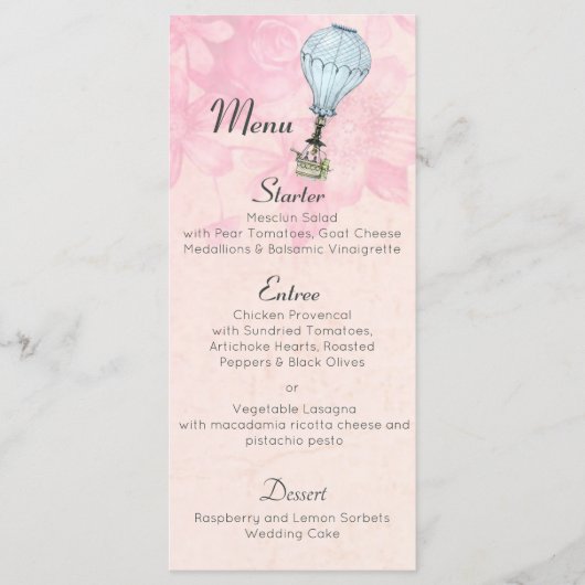 Warm Luchtballonhuwelijk Menu (Voorkant)