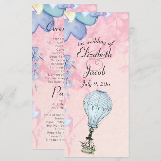 Warm Luchtballonhuwelijk Programmakaart (Voorkant / Achterkant)