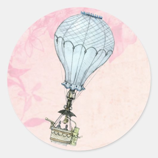  Warm Luchtballonhuwelijk Ronde Sticker (Voorkant)