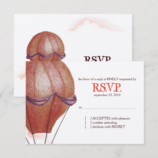 Warm Luchtballonhuwelijk RSVP (Voorkant / Achterkant)