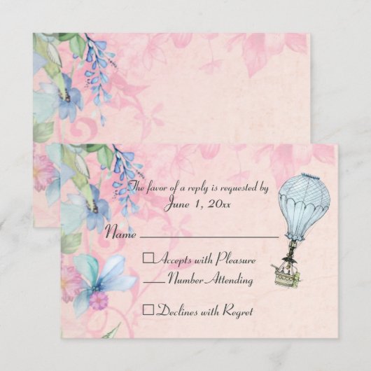  Warm Luchtballonhuwelijk RSVP (Voorkant / Achterkant)