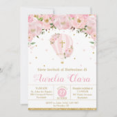 Warm luchtballonroze Floral Baptisme Christening i Kaart (Voorkant)
