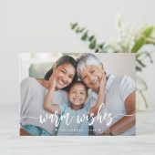 Warm maakt de Moderne Foto van het Borstelmanuscri Feestdagenkaart (Staand voorkant)