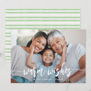 Warm maakt de Moderne Foto van het Borstelmanuscri Feestdagenkaart