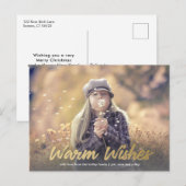 Warm maakt Gold Script Horizontal Holiday Foto Briefkaart (Voorkant / Achterkant)