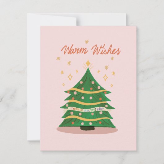 Warm maakt pastel roze achterste kerstboomklep notitiekaartje (Voorkant)