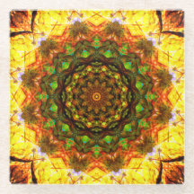Warm Mandala Art met groene vormen