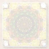 Warm Mandala Art met groene vormen Glazen Onderzetter (Achterkant)