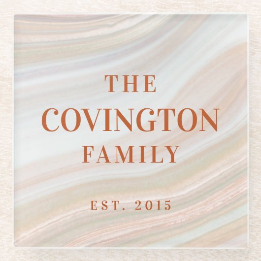 Warm Marble Geode Glazen Onderzetter (Voorkant)