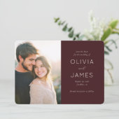 Warm Maroon Elegant Photo Save The Date (Staand voorkant)