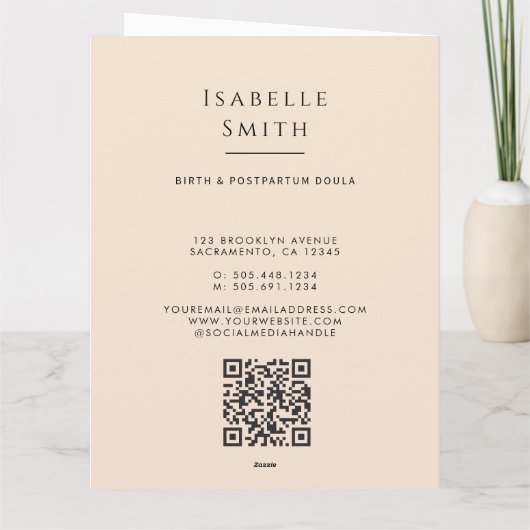 Warm Maternity Care Illustration Identity Design Kaart (Achterkant)