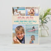 Warm met kerstgraten Flamingos Foto Collage Feestdagenkaart (Staand voorkant)